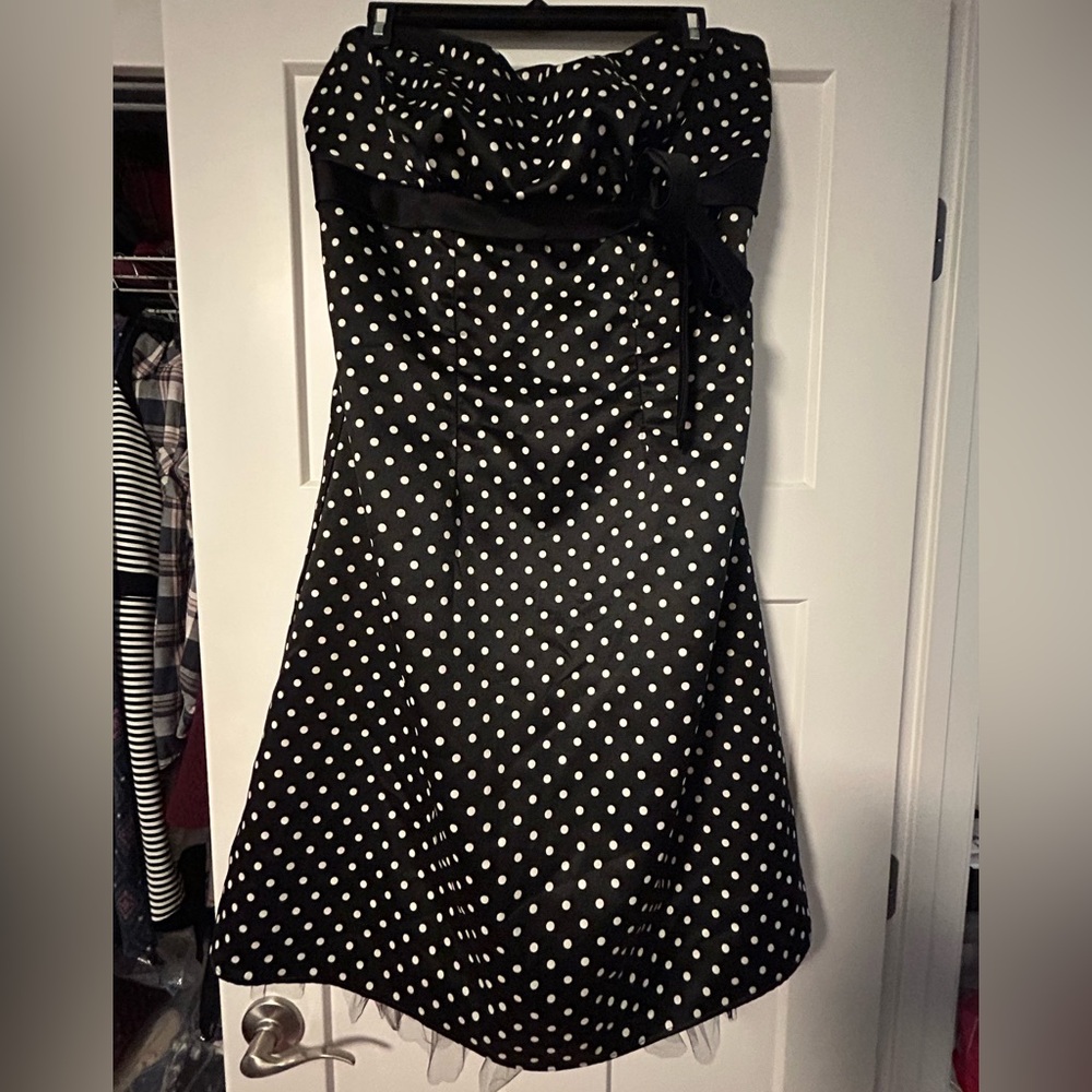 Classic Torrid Black and White Polka Dot Strapless Dress